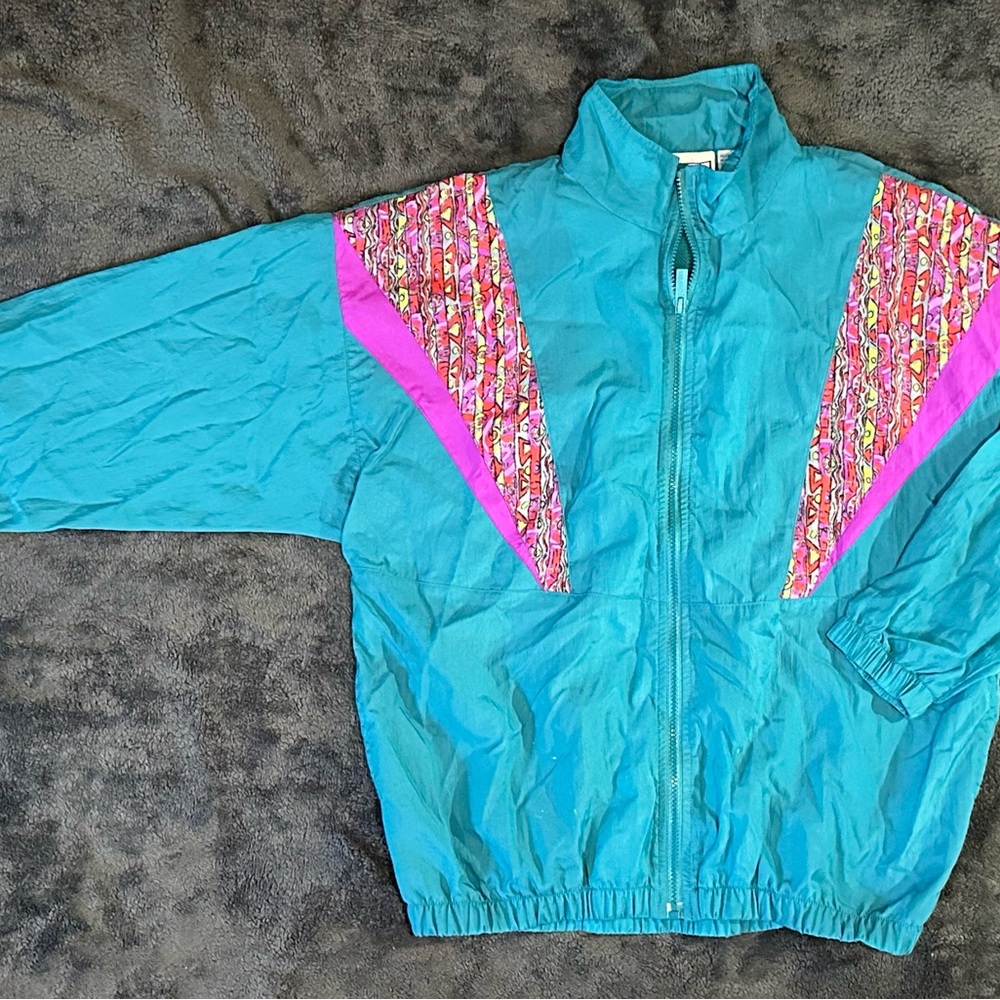 Vintage 90s Reebok Abstract Geometric Windbreaker Jacket